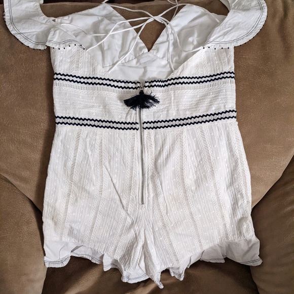 Saylor Shayna Zigzag Romper White Navy Size Small - Picture 5 of 5